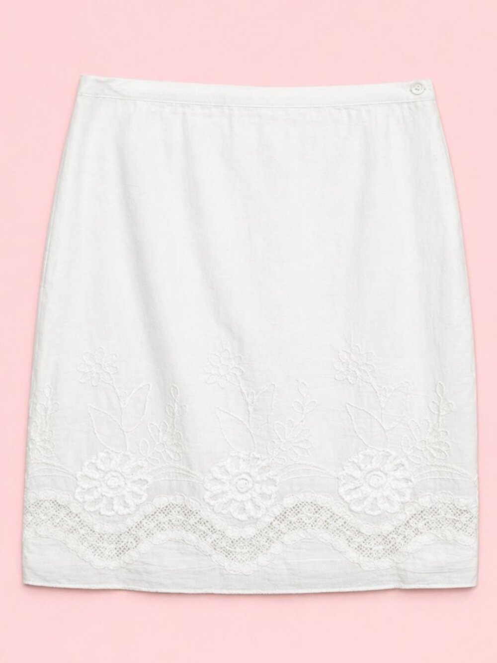 Max Studio White Embroidered Cotton Mini Skirt | Women's XS - Picture 2 of 4